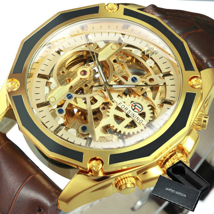 FORSINING Watch Gold Luxury Mechanical 24