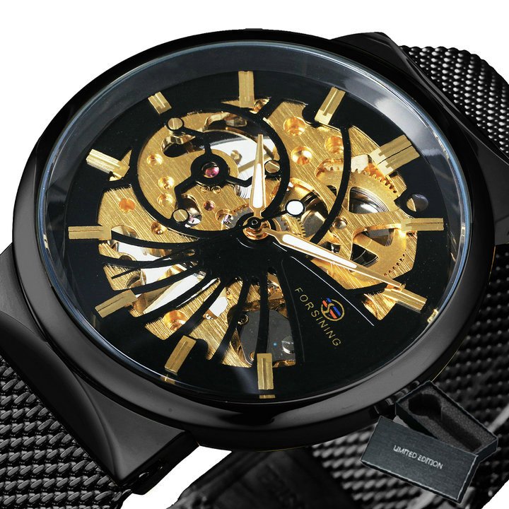 FORSINING Gold Skeleton Watch Men Luxury 8