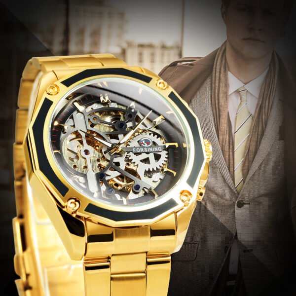 FORSINING Watch Gold Luxury Mechanical 3
