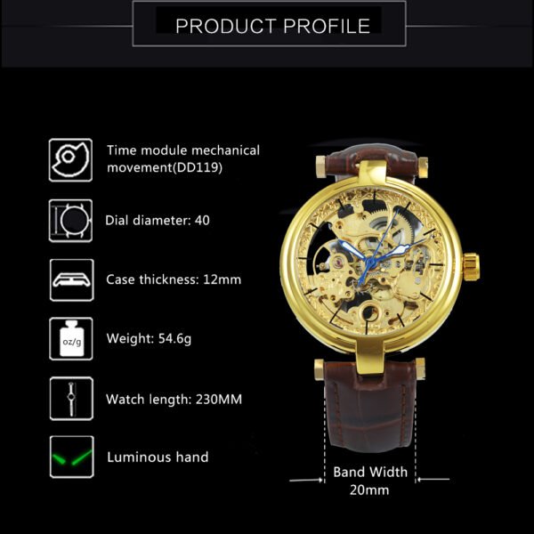 FORSINING Gold Watch Fashion Mechanical Wristwatch 6