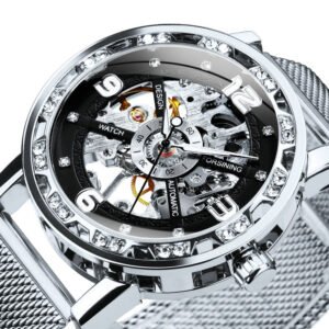 FORSINING Luxury Skeleton Watch for Men Mechanical Iced 7