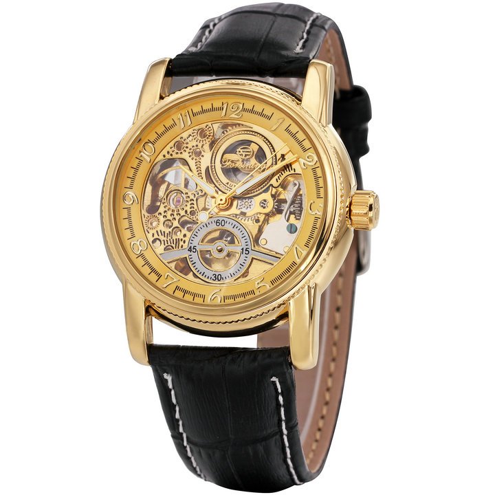 Forsining Hollow Engraving Skeleton Casual Designer Gold 19