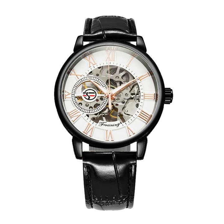 FORSINING Skeleton Watch Mechanical Leather Strap 10