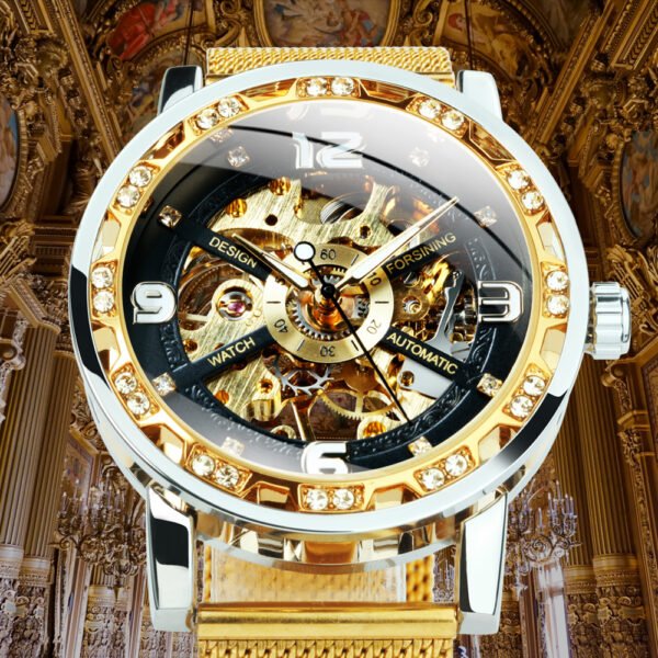 FORSINING Skeleton Watch Mechanical Iced Out 3