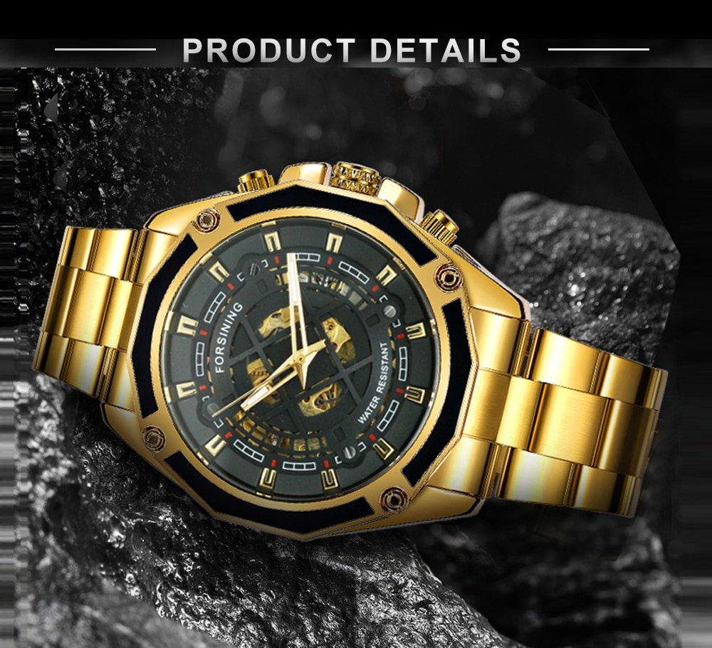 FORSINING Gold Automatic Mechanical Luxury 26