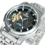 Forsining Tourbillon Moon Phase Automatic Mechanical Watch for Men Fashion Diamond Stainless Steel Strap Luxury Watches Luminous 1